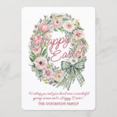 Personalized Watercolor Floral Wreath Easter Card Feestdagenkaart (Voorkant)