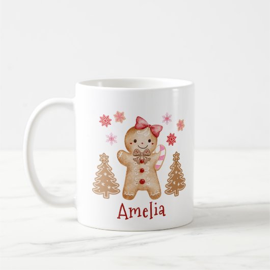 Personalized Watercolor Gingerbread Cookie Koffiemok (Links)