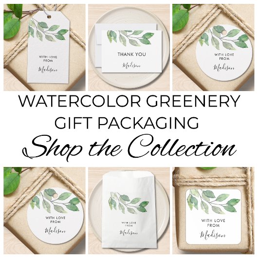 Personalized Watercolor Greenery  Bedankkaart