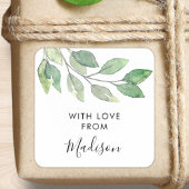 Personalized Watercolor Greenery Vierkante Sticker