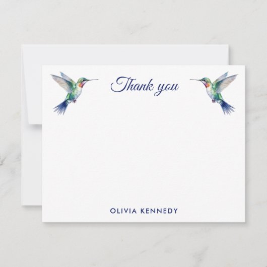 Personalized Watercolor Hummingbird Thank You Notitiekaartje (Voorkant)