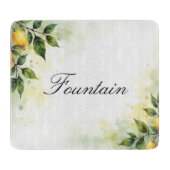 Personalized Watercolor Lemon Glass Cutting Board Snijplank (Voorkant)