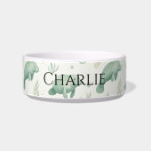 Personalized Watercolor Manatee Pet Bowl Voerbakje (Voorkant)