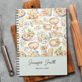 Personalized Watercolor Mediterranean Food Pattern Notitieboek