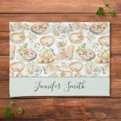 Personalized Watercolor Mediterranean Food Pattern Theedoek