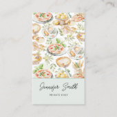 Personalized Watercolor Mediterranean Food Pattern Visitekaartje (Voorkant)