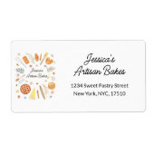 Personalized Watercolor Pastry Bakery Address  Etiket (Voorkant)