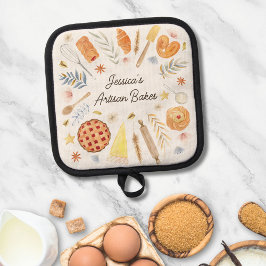 Personalized Watercolor Pastry Baking Bakery Pannenlap