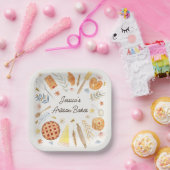 Personalized Watercolor Pastry Baking Bakery Papieren Bordje (Feest)