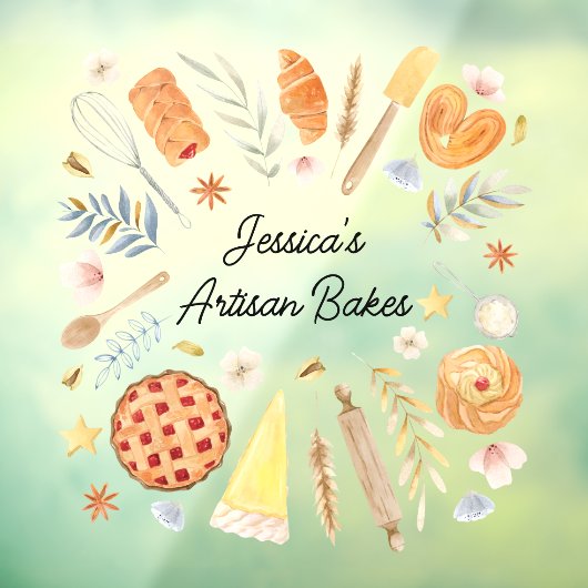 Personalized Watercolor Pastry Baking Bakery Raamsticker (Vel 3)