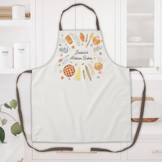 Personalized Watercolor Pastry Baking Bakery Schort
