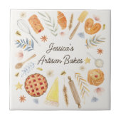Personalized Watercolor Pastry Baking Bakery Tegeltje (Voorkant)