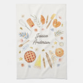 Personalized Watercolor Pastry Baking Bakery Theedoek (Verticaal)