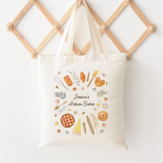 Personalized Watercolor Pastry Baking Bakery Tote Bag
