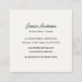 Personalized Watercolor Pastry Baking Bakery Vierkante Visitekaartje (Achterkant)