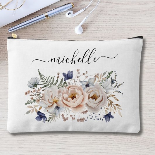 Personalized Watercolor Pretty Beige Blue Floral  Etui