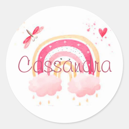 Personalized watercolor rainbow ronde sticker (Voorkant)