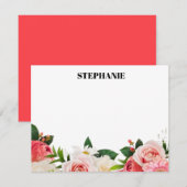 Personalized Watercolor Red Hydrangeas  Note Notitiekaartje (Voorkant / Achterkant)