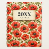 Personalized Watercolor Red poppies Planner (Voorkant)