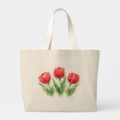 Personalized Watercolor Red Tulips Tote Bag (Achterkant)