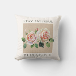 Personalized watercolor roses motivational  kussen