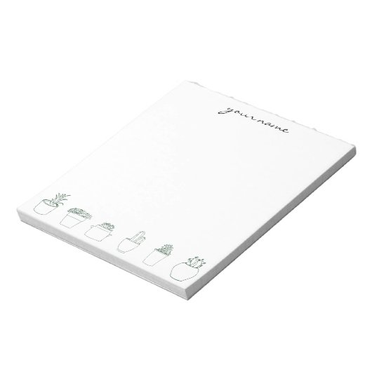Personalized Watercolor Succulents Boho Notepad Notitieblok (Linkerzijde)