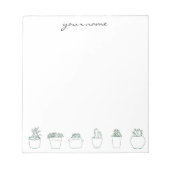 Personalized Watercolor Succulents Boho Notepad Notitieblok (Voorkant)