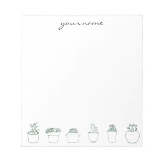 Personalized Watercolor Succulents Boho Notepad Notitieblok