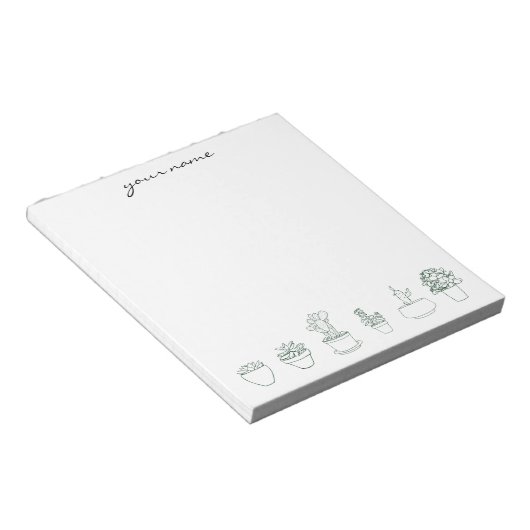 Personalized Watercolor Succulents Boho Notepad Notitieblok (Schuin)