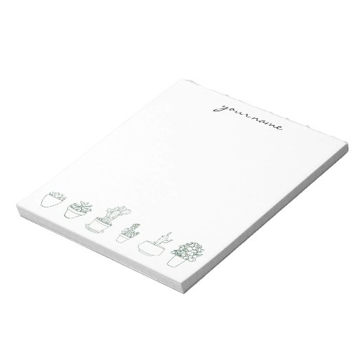 Personalized Watercolor Succulents Boho Notepad Notitieblok (Linkerzijde)