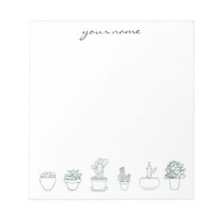 Personalized Watercolor Succulents Boho Notepad Notitieblok