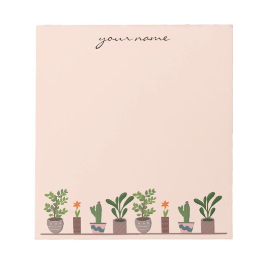 Personalized Watercolor Succulents Boho Notepad Notitieblok (Voorkant)