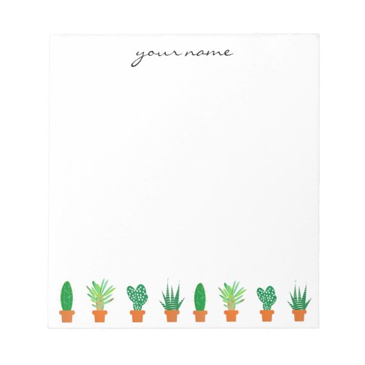 Personalized Watercolor Succulents Boho Notitieblok (Voorkant)