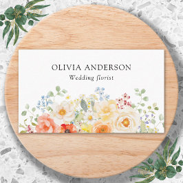Personalized Watercolor Sunny Floral QR Code Visitekaartje