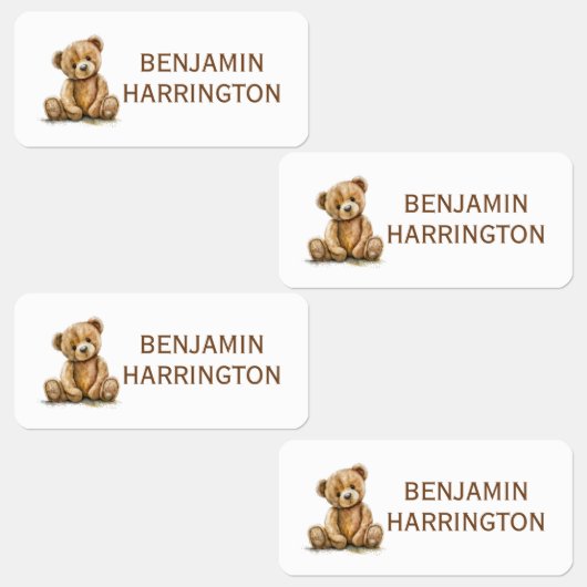 Personalized Watercolor Teddy Bear Labels (Groep)