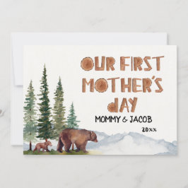 Personalized Watercolor Woodland 1st Mother's Day Kaart