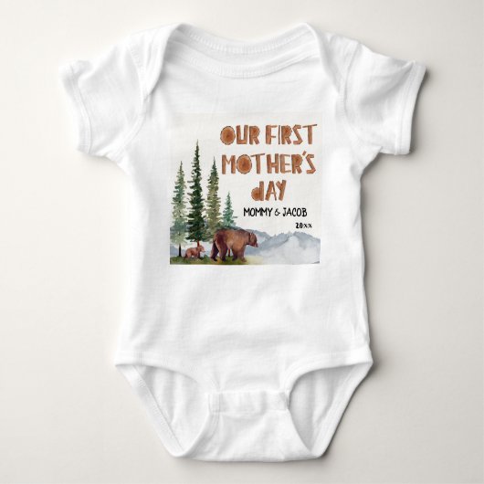 Personalized Watercolor Woodland 1st Mother's Day Romper (Voorkant)