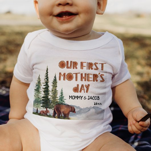 Personalized Watercolor Woodland 1st Mother's Day Romper