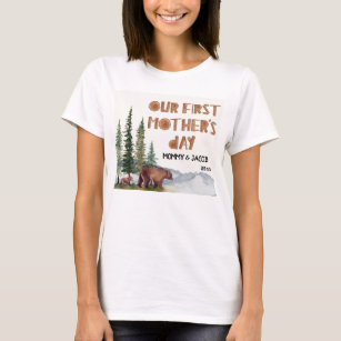 Personalized Watercolor Woodland 1st Mother's Day T-shirt