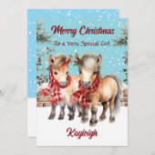 Personalized Watercolour Pony Flat Christmas Feestdagenkaart (Voorkant / Achterkant)