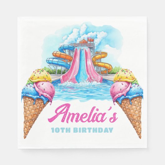 Personalized Waterpark Party Birthday Servet (Voorkant)