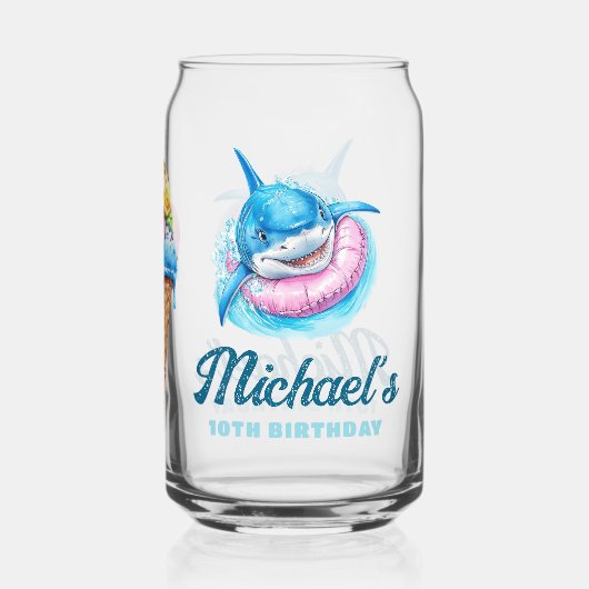 Personalized Waterpark Shark Pool Party Blikvorm Glas (Achterkant)