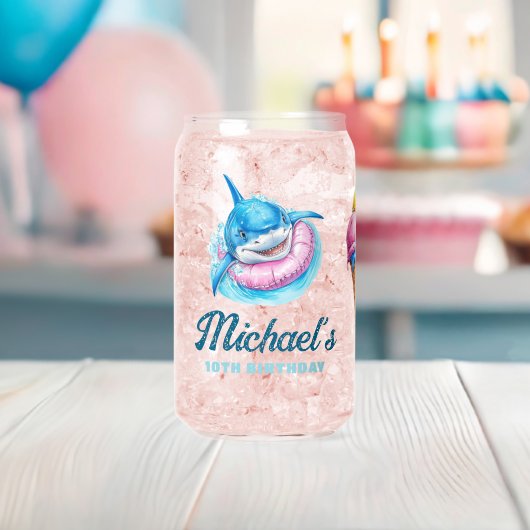Personalized Waterpark Shark Pool Party Blikvorm Glas (Insitu (Baby Shower))
