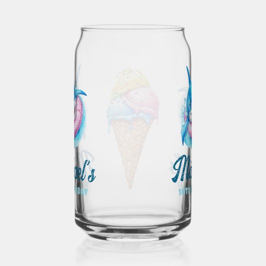 Personalized Waterpark Shark Pool Party Blikvorm Glas (Rechts)