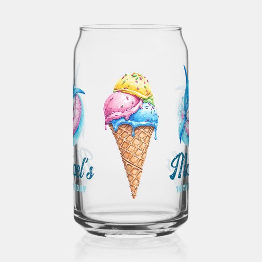 Personalized Waterpark Shark Pool Party Blikvorm Glas (Links)