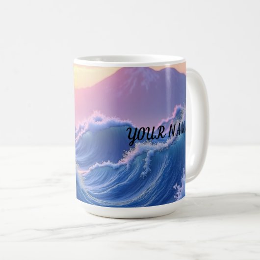 Personalized Waves Mountain  Koffiemok (Voorkant rechts)