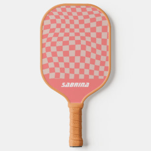 Personalized Wavy Checker   Cora Pickleball Paddle