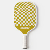 Personalized Wavy Checker | Golden en White Pickleball Paddle (Achterkant)