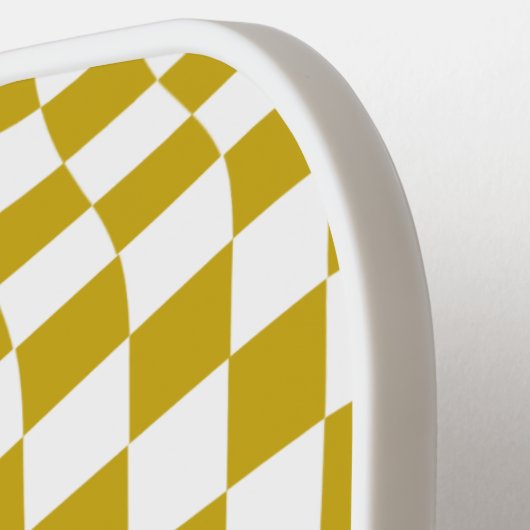 Personalized Wavy Checker | Golden en White Pickleball Paddle (Links Detail)