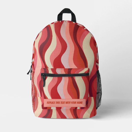 Personalized Wavy Stripe Backpack Bedrukte Rugzak (Voorkant)